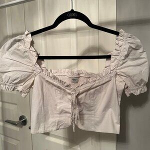Aritzia White Cropped Blouse